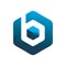 Blue color hexagon font letter b logo design