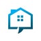 Blue color housing real estate chat logo design