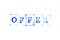 Blue color ink rubber stamp in word offer on white paper background