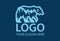 Blue Color negative Space Mountain Polar Bear logo Design