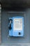 Blue Color Payphone using by call in bulgaria