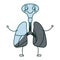 Blue color shading silhouette caricature respiratory system with windpipe