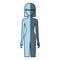 Blue color shading silhouette faceless front view woman naked body with straight short hairstyle