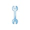 Blue color shading silhouette metallic wrench icon