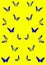 Blue color stylized butterflies silhouettes pattern on yellow.