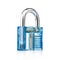 Blue color transparent padlock