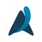Blue color triangle arrow pyramid aero water fluid motion logo design