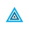 Blue color triangle pyramid arrow logo design