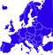 Blue colored European states map. Political europe map
