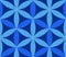 Blue colored geometric pattern with simetric flowers