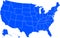 Blue colored United States of America map. Political USA map