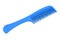 Blue comb on white background, clipping path.