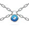 Blue Combination Padlock and Metal Chain. Vector