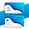 Blue company business card wavy template