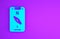 Blue Compass screen apps on smartphone for navigation icon isolated on purple background. Application compass for navigation, app