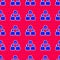 Blue Complicated relationship icon isolated seamless pattern on red background. Bad communication. Colleague complicated