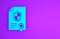 Blue Contract with shield icon isolated on purple background. Insurance concept. Security, safety, protection, protect