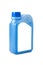 Blue coolant water in plastic bottle with white label isolated on white mock up copy space