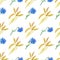 Blue cornflowers, wheat.Watercolor floral seamless pattern. Watercolour Illustration with flower