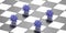 Blue coronavirus in a dinstance on a chessboard, 3d illustration