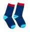 Blue cotton socks, kids foot clothing. Cute childs wear