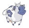 Blue cow. Cartoon