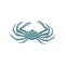 Blue crab with five pairs of legs. Marine animal with claws. Sea creature. Flat vector for postcard or advertising flyer