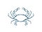 Blue crab logo. Isolated blue crab on white background