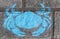 Blue Crab painted on the pavement at Old Leigh, Leigh-on-Sea, Essex, England