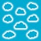 Blue creative clouds icons set halftone style