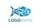 Blue Creative Elegant Fish Logo Design, Fishing Logo. Template