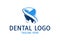 Blue Creative, Unique, Flat Abstract Smile Tooth Blue Dental Logo Design Concept