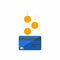 Blue Credit card, Earn Money, Bank card, Coin, Finance,  Business, Vector, Flat icon , Falling coins, falling money, flying gold c