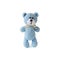 Blue crochet teddy bear isolated on white background. Handmade soft toy