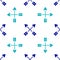 Blue Crossed arrows icon isolated seamless pattern on white background. Vector