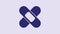 Blue Crossed bandage plaster icon isolated on purple background. Medical plaster, adhesive bandage, flexible fabric