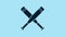 Blue Crossed baseball bat icon isolated on blue background. 4K Video motion graphic animation