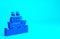 Blue Cruise ship in ocean icon isolated on blue background. Cruising the world. Minimalism concept. 3d illustration 3D