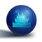 Blue Cruise ship in ocean icon isolated on white background. Cruising the world. Blue circle button. Vector