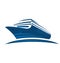 Blue cruise ship, symbol logo