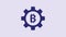 Blue Cryptocurrency coin Bitcoin icon isolated on purple background. Gear and Bitcoin setting. Blockchain based secure