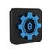 Blue Cryptocurrency coin Bitcoin icon isolated on transparent background. Gear and Bitcoin setting. Blockchain based