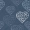 Blue crystal diamond hearts on dark blue