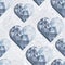 Blue crystal diamond hearts on light gray