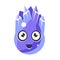 Blue Crystal Ice Element, Egg-Shaped Cute Fantastic Character With Big Eyes Vector Emoji Icon