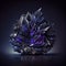 Blue crystal Iolite gem isolated on black background.