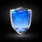 Blue crystal shield in chrome