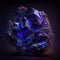 Blue Crystal Tanzanite gem isolated on black background.