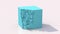 Blue cube disappears. White background. Abstract animation, 3d render.
