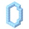 Blue cube orthographic font Letter D 3D